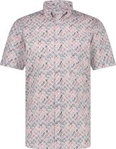 State of Art - Short Sleeve Overhemd Print Roze - Heren - Maat 3XL - Regular-fit