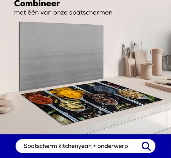 KitchenYeah® Inductie beschermer 76x51.5 cm - Lepel - Specerijen - Kruiden - Eten - Tafel - Kookplaataccessoires - Afdekplaat voor kookplaat - Inductiebeschermer - Inductiemat - Inductieplaat mat