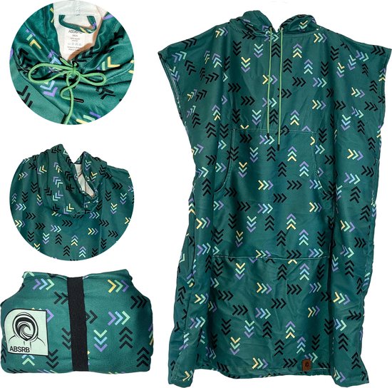 ABSRB Surfponcho met pijlenprint voor volwassenen - Absorberend, reisvriendelijk, 100% gerecycleerd polyester - One size - Strandhanddoek, badjas, poncho