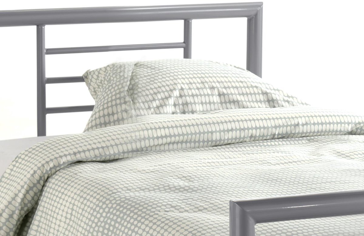 Rousseau Bed Sandro Grijs – 90 x 200 cm – Metalen Bedframe – Inclusief Lattenbodem - Rousseau