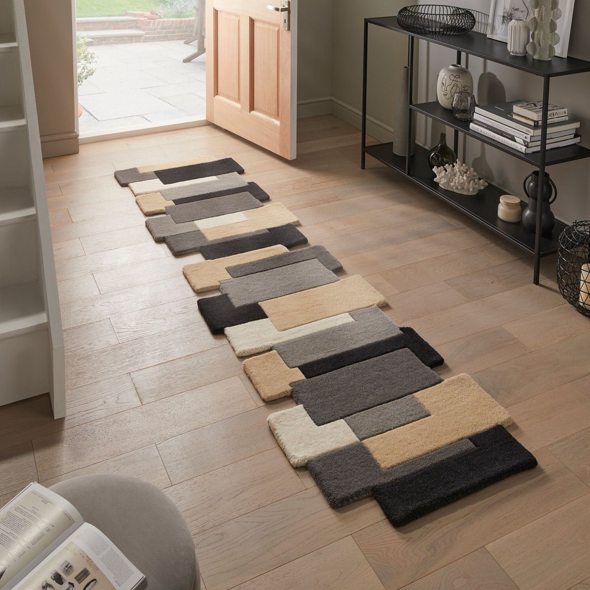 flycarpets Loper Abstract Modern Stracto Collage - Organische Vorm Vloerkleed - Multi - 60x230 cm Beige