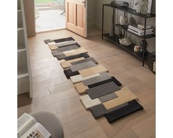 Flycarpets Loper Abstract Modern Stracto Collage - Organische Vorm Vloerkleed - Multi - 60x230 cm