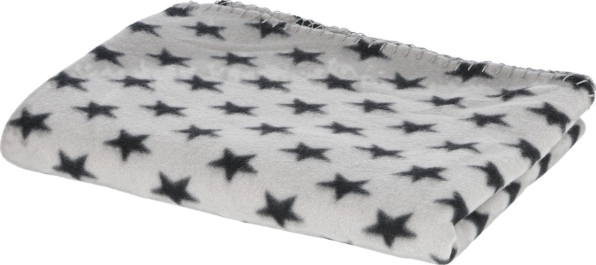 Kerbl Stella Hondendeken met sterrenpatroon, knuffeldeken voor mand/bank/bed, fleecedeken, 140 x 100 cm, grijs