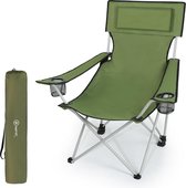 Opvouwbare campingstoel groen armleuning met bekerhouder - HOMECALL beach sling chair