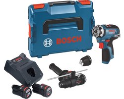 Bosch Professional GSR 12V-35 FC Accu Schroefboormachine FlexiClick 12V 3.0Ah + 2x Hulpstukken in L-Boxx - 06019H3009