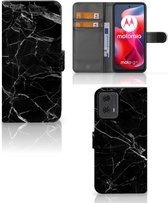 Telefoonhoesje Geschikt voor Motorola Moto G24 | G04 | G24 Power Wallet Book Case Vaderdag Cadeau Marmer Zwart