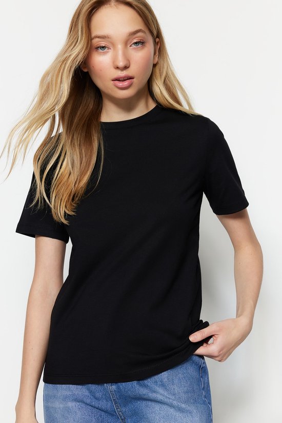 Trendyol TWOSS23TS00000 Volwassenen Vrouwen T-shirt - Zwart - XL