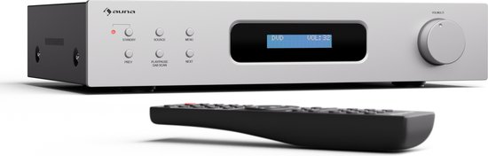 Auna Art22 amplifier DAB+ BT Hifi versterker - Bluetooth - DAB+/FM radio - 2 x 60 W - Wit en zilver metallic