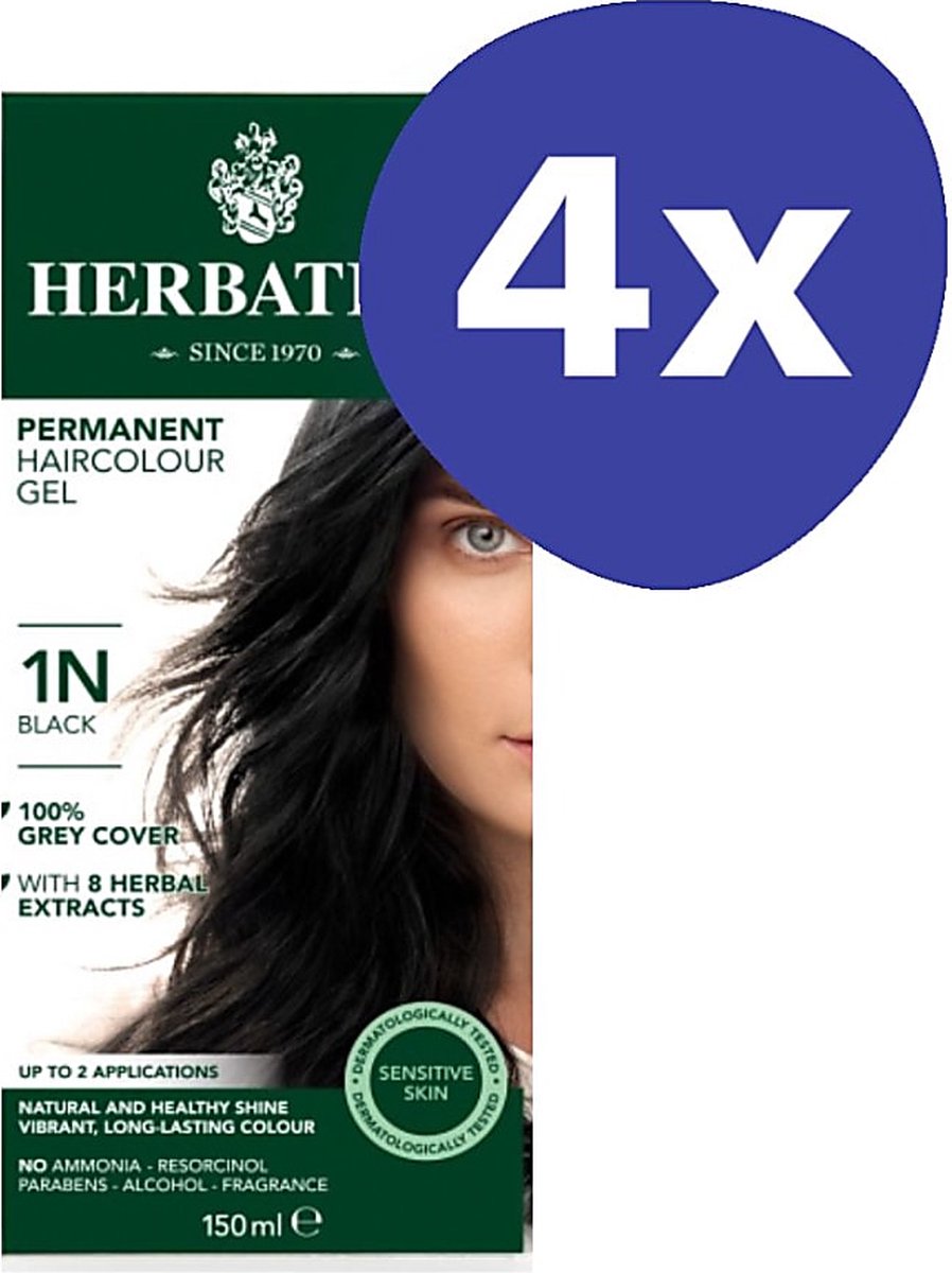 Herbatint Haarverf - Zwart (4x 150ml)
