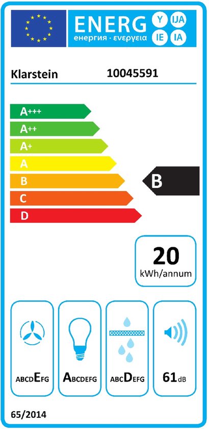 Klarstein Lumio Neo - retro-afzuigkap, wandafzuigkap, afzuigkap, energie-efficiëntieklasse A