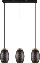 LED Hanglamp - Trion Dabi - E27 Fitting - 3-lichts - Zwart/Goud - Metaal