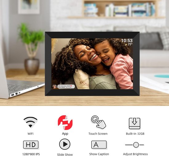 11 inch 64 GB digitale fotolijst WiFi6 & 5G digitale fotolijst 100% sRGB 1920x1280 FHD IPS-aanraakscherm, deel foto's en video's via Frameo-app, uitbreiden opslag via USB-drive en SD-kaart, weer, klok