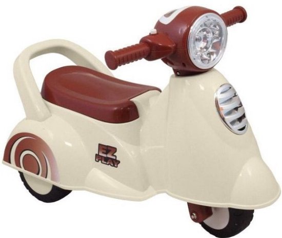 Eco Toys Retro Loopscooter - Wit - Looptrainer met muziek en claxon