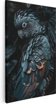 Artaza Canvas Schilderij Blauwe Papegaai Zat op een Tak - 20x30 - Klein - Foto Op Canvas - Canvas Print