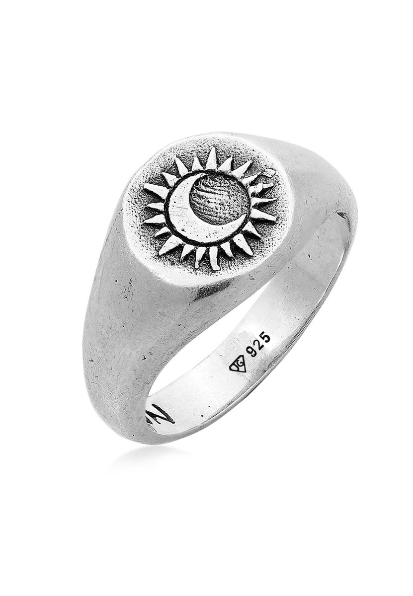 Haze & Glory - Ring - HG HAZE & GLORY - Ring voor Heren in 925 sterling zilver, Sieraden voor Heren, Zilveren ring geoxideerd, Zon, Heilige Zon - Heren