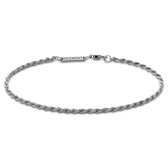 Argentia | 925s | Bracelet à chaîne en argent sterling plaqué rhodium de 2 mm