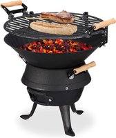 Houtskoolbarbecue met gietijzeren rooster en hoogteverstelling - Ventilatie voor houtskolen - HBD: 40x45x36 cm zwart Barbecue