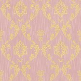Barok behang Profhome 306585-GU textiel behang gestructureerd in barok stijl glanzend goud roze 5,33 m2