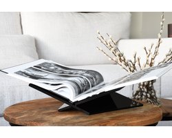 Boekenstandaard asymmetriche zwart plexiglas - Boekenstandaard Gekanteld- voor koffietafel - clear boek kruis standaard - Bookstand - boekenstandaard - Boekensteun - Boekenhouder - Boek houder - Perfect Cadeau