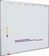 Whiteboard Deluxe Alice - Emaille staal - Weekplanner - Maandplanner - Jaarplanner - Magnetisch - Wit - Engels - 90x120cm