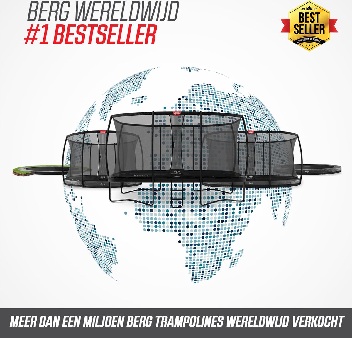 BERG Favorit Regular 430 Trampoline Op Poten - Safety Net Comfort - AirFlow Springdoek - Grijs – foto 4