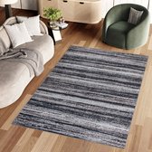 Tapiso Ritz Vloerkleed Grijs Katoen Antislip Woonkamer Lijnen Tapijt Maat- 200x300