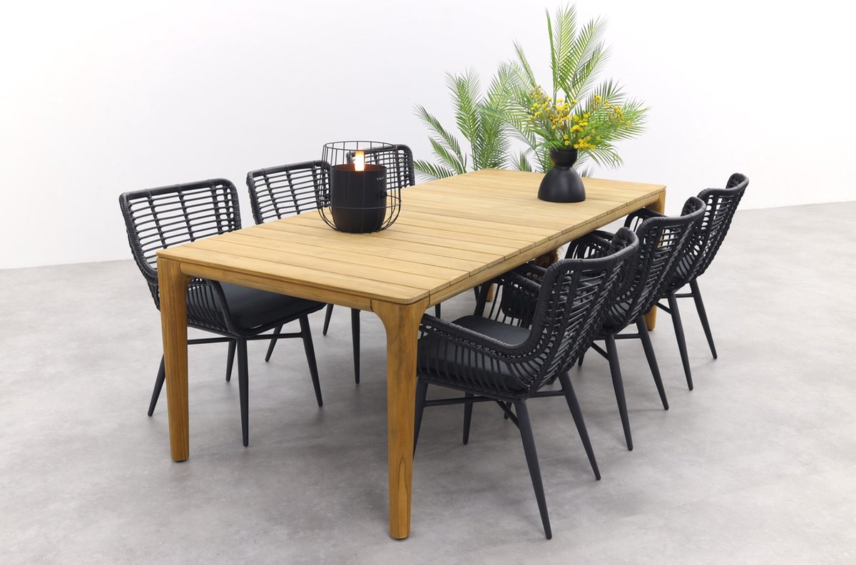 Van der Garde Tuinmeubelen Jasmine Black Liam tuinset 240x100 cm