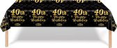 Tafelkleed 40 Jaar Verjaardag Versiering Tafelloper Plastic Tafelzeil Zwart Goud Feest Tafellaken Xl Formaat 137*274cm