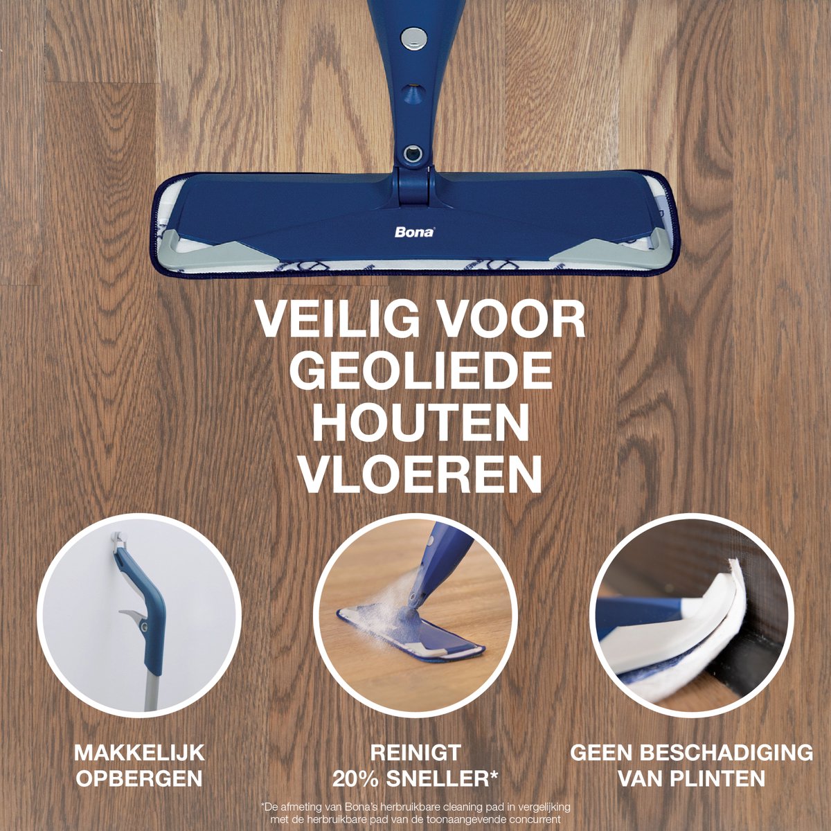 Bona Premium Spray Mop - Alles-in-1 Dweilsysteem - Vloerwisser met Spray - Inclusief Geoliede Houten Vloer Reiniger & 2 Microvezel Reinigingspads - Dweil - Streeploos - Sneldrogend thumbnail 2