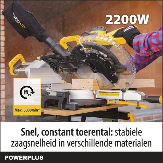Powerplus POWX075720DB Afkort- en verstekzaag - Telescopische zaag - 1