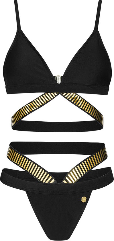 Bikini gouden party - zwart maat S