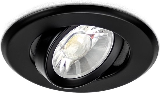 2x Inbouw GU10 LED Spot Armatuur - Zwart - Kantelbaar - Zaagmaat Ø75 mm - Aluminium - IP20 - Eenvoudige montage - Incl. GU10 Fitting