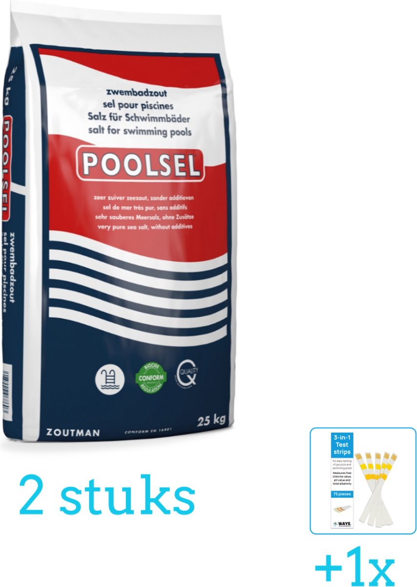 Poolsel - Zwembadreinigingsmiddel - Zwembadzout - 25 kg - Volumebundel - Zwembadzout - 2-delig