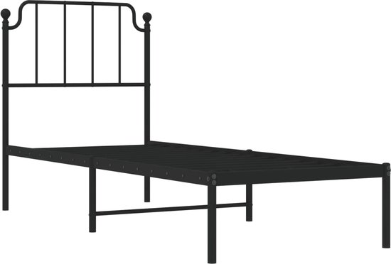 vidaXL - Bedframe - met - hoofdbord - metaal - zwart - 75x190 - cm