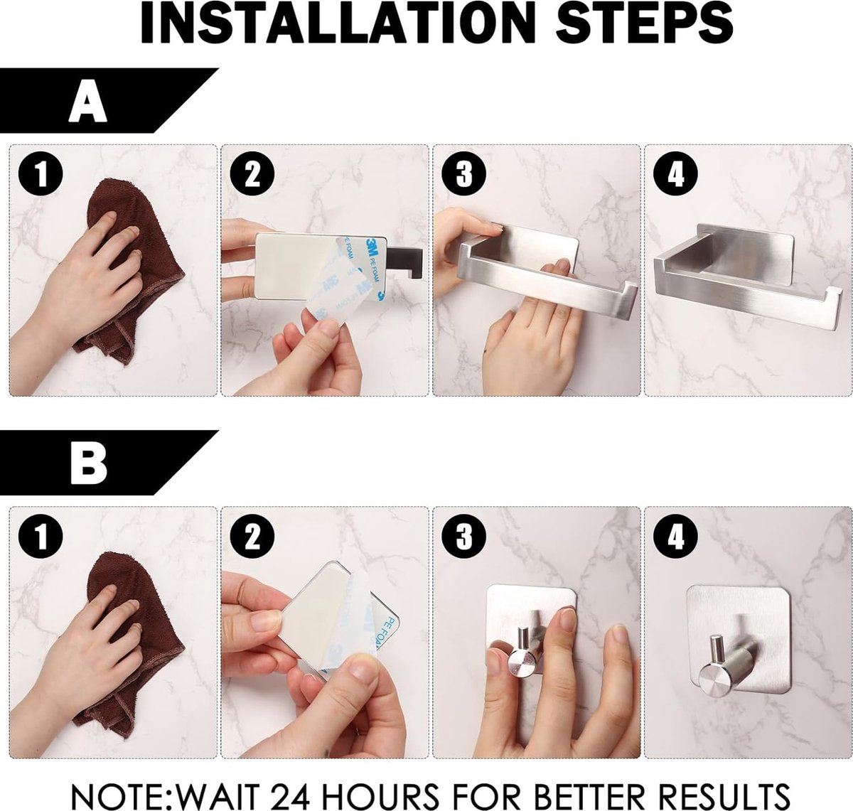 Auxmir Toiletpapierhouder zonder boren, zelfklevende wc-rolhouder met 2 montagemethoden, roestvrij staal, wc-rolhouder met plank, wc-papierhouder, wandmontage voor keuken en badkamer, zilver