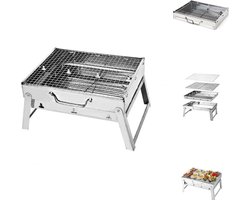 Toolbrothers Outdoor draagbare houtskoolbarbecue van roestvrij staal voor op de camping Montage zonder gereedschap 43 x 29 x 23 cm Zilver Smoker BBQ Pit Grill Toolbrothers Outdoor draagbare houtskoolbarbecue van roestvrij staal voor op de camping Montage zonder gereedschap 43 x 29 x 23 cm Zilver Smoker BBQ Pit Grill