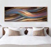 Allernieuwste.nl® Canvas Schilderij Abstracte Moderne Golven - Romantisch - Poster - 50 x 150 cm - Kleur