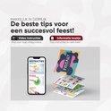 Smartphone met instructies en stapels Fissaly brochures.