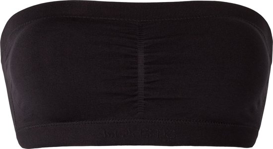 Zwarte bandeau BH met ruches in het midden.