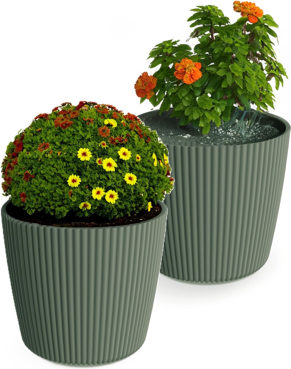 Prosperplast Plantenpot bloempot Buckingham 2x dennengroen D14 x H13 cm
