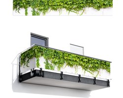 Balkonscherm 500x80 cm - Balkonposter Klimop - Groene bladeren - Muur - Wit - Balkon scherm decoratie - Balkonschermen - Balkondoek zonnescherm