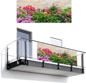 Balkonscherm 300x130 cm - Balkonposter Bloemen - Planten - Bladeren - Stenen - Balkon scherm decoratie - Balkonschermen - Balkondoek zonnescherm