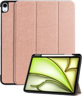 Hoes Geschikt voor iPad Air 2024 (11 inch) Hoes Luxe Hoesje Case Met Uitsparing Geschikt voor Apple Pencil - Hoesje Geschikt voor iPad Air 6 (11 inch) Hoes Cover - Rosé goud