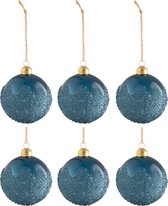 J-Line boules de Noël - verre - bleu givré - 6 pcs