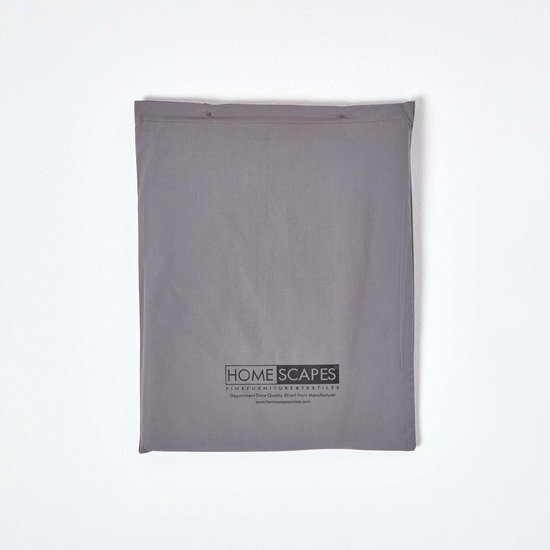 Homescapes Drap plat uni 100 % coton égyptien 200 fils coloris Gris foncé 180 x 290 cm