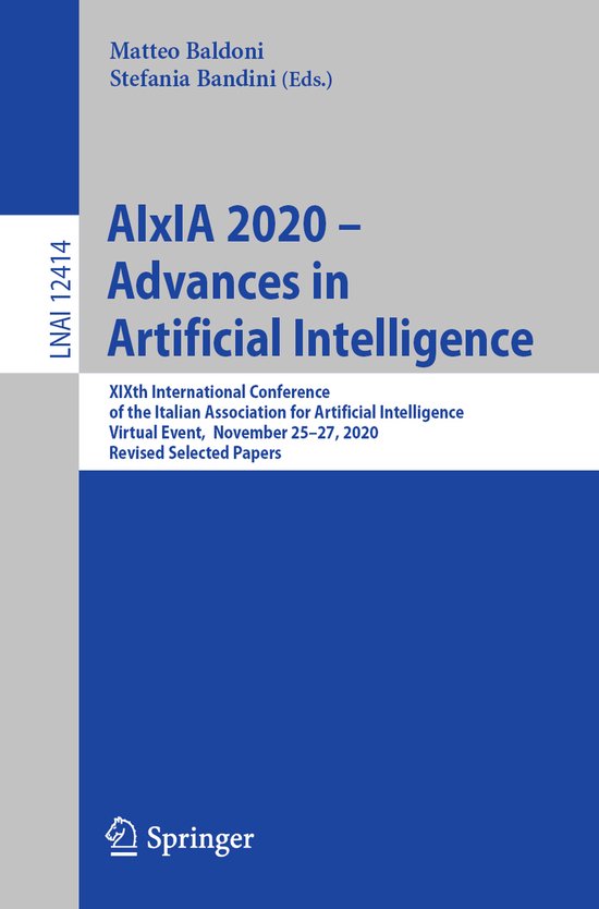 AIxIA 2020 Advances in Artificial Intelligence - cover