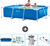 Intex Rechthoekig Frame Zwembad - 220 x 150 x 60 cm - Blauw - Inclusief Afdekzeil - Onderhoudspakket - Zwembadfilterpomp - Stofzuiger