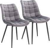 Rootz Set van 2 eetkamerstoelen - fluwelen zitstoelen - stoelen met metalen poten - ergonomisch ontwerp - duurzaam en comfortabel - vloerbescherming - 46 cm x 40,5 cm x 85,5 cm