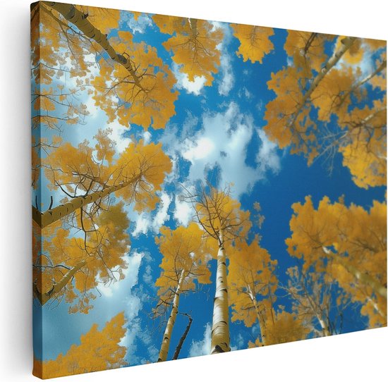 Artaza Canvas Schilderij De Bomen zijn Geel en de Lucht is Blauw - 40x30 - Klein - Foto Op Canvas - Canvas Print