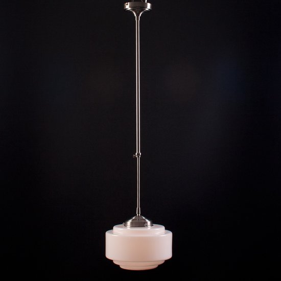 Art deco hanglamp Cambridge | Ø 25cm | opaal wit | glas | staal | pendel lang verstelbaar | woonkamer / eettafel | gispen / retro / jaren 30